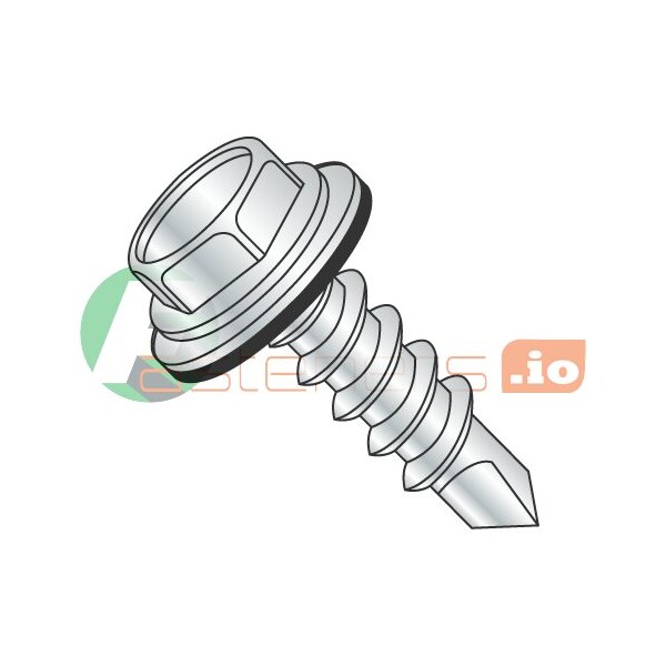 Newport Fasteners Self-Drilling Screw, #8 x 1-1/4 in, Zinc Plated Steel Flange Hex Head External Hex Drive, 2000 PK 517607 - main